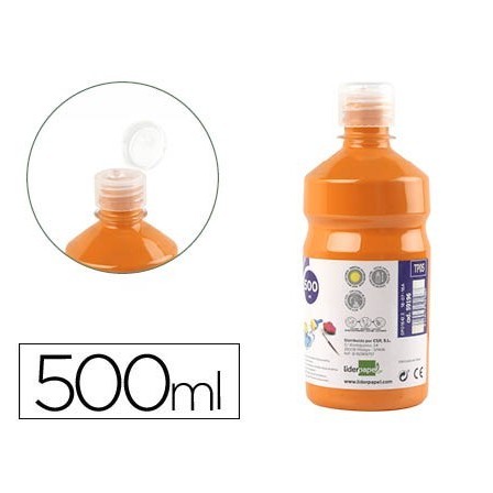 TEMPERA LIQUIDA LIDERPAPEL ESCOLAR 500 ML NARANJA