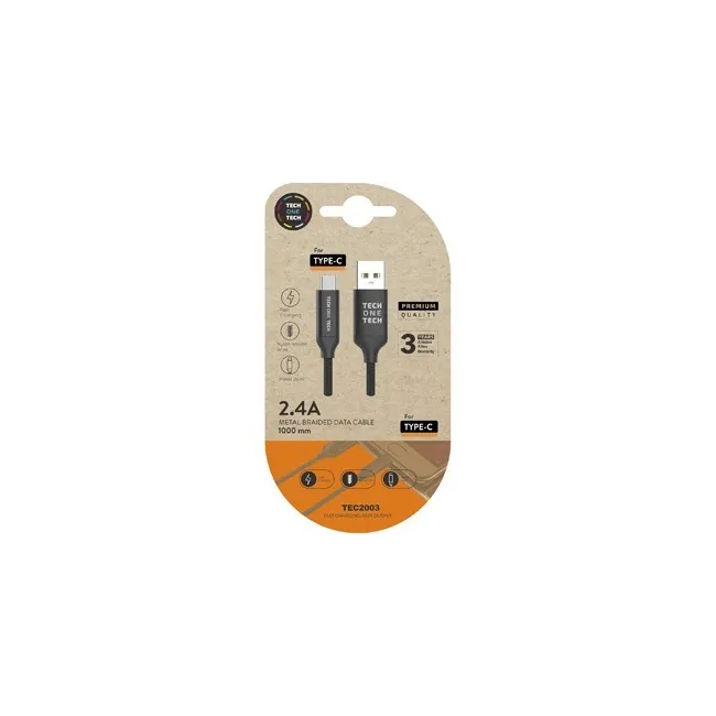 CABLE USB 2.4 TECH ONE TECH BRAIDED NYLON TIPO USB-C MULTI MICRO US...