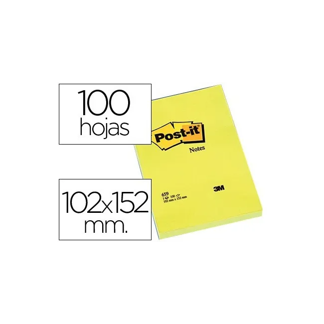 BLOC DE NOTAS ADHESIVAS QUITA Y PON POST-IT 102X152 MM CON 100 HOJA...