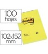 BLOC DE NOTAS ADHESIVAS QUITA Y PON POST-IT 102X152 MM CON 100 HOJA...