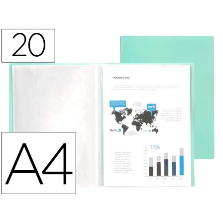 CARPETA LIDERPAPEL ESCAPARATE 20 FUNDAS POLIPROPILENO DIN A4 VERDE ...