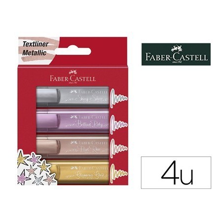 ROTULADOR FABER FLUORESCENTE TEXLINER 46 COLOR METALICO ESTUCHE 4 U...