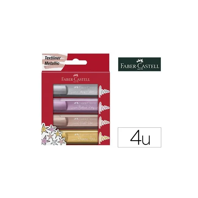 ROTULADOR FABER FLUORESCENTE TEXLINER 46 COLOR METALICO ESTUCHE 4 U...