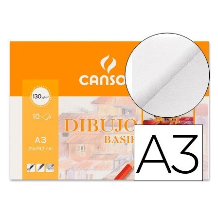 PAPEL DIBUJO BASIK CANSON 130GR DIN A3 29,7X42,0 CMS EN MINIPACKS D...