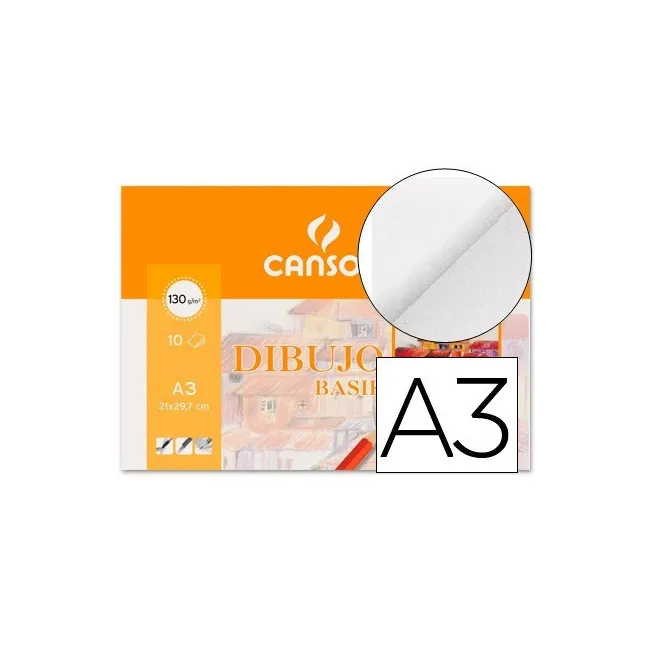 PAPEL DIBUJO BASIK CANSON 130GR DIN A3 29,7X42,0 CMS EN MINIPACKS D...