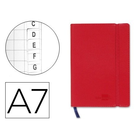LIBRETA LIDERPAPEL SIMIL PIEL A7 120 HOJAS 70G/M2 INDICE ROJO
