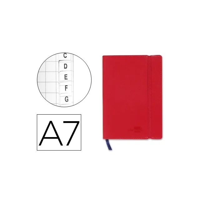 LIBRETA LIDERPAPEL SIMIL PIEL A7 120 HOJAS 70G/M2 INDICE ROJO