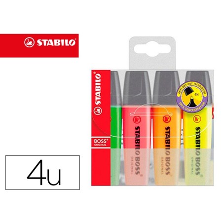 ROTULADOR STABILO BOSS FLUORESCENTE 70 ESTUCHE DE 4 UNIDADES COLORE...
