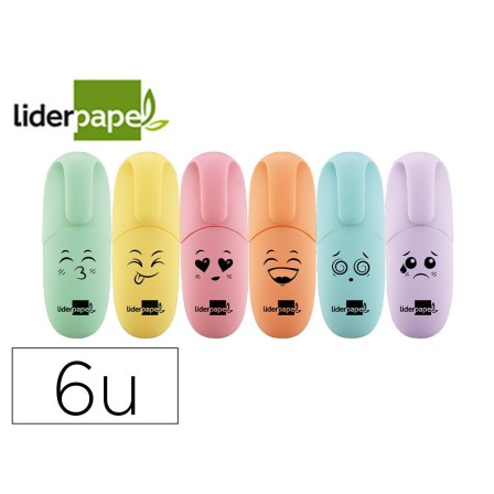 ROTULADOR LIDERPAPEL MINI FLUORESCENTE PASTEL PUNTA BISELADA ESTUCH...