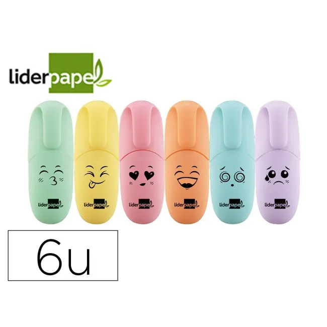 ROTULADOR LIDERPAPEL MINI FLUORESCENTE PASTEL PUNTA BISELADA ESTUCH...