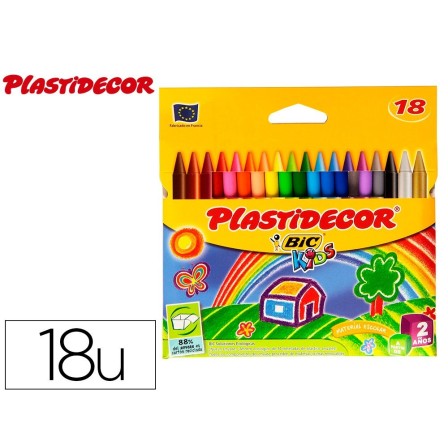 LAPICES CERA PLASTIDECOR CAJA DE 18 COLORES