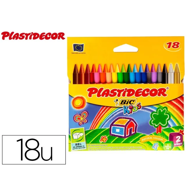 LAPICES CERA PLASTIDECOR CAJA DE 18 COLORES