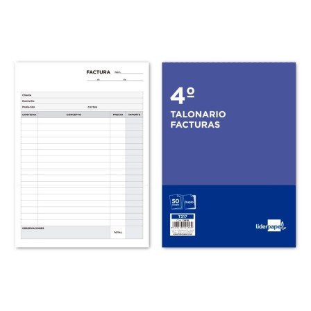 TALONARIO LIDERPAPEL FACTURAS CUARTO ORIGINAL Y COPIA T217 SIN I.V.A.