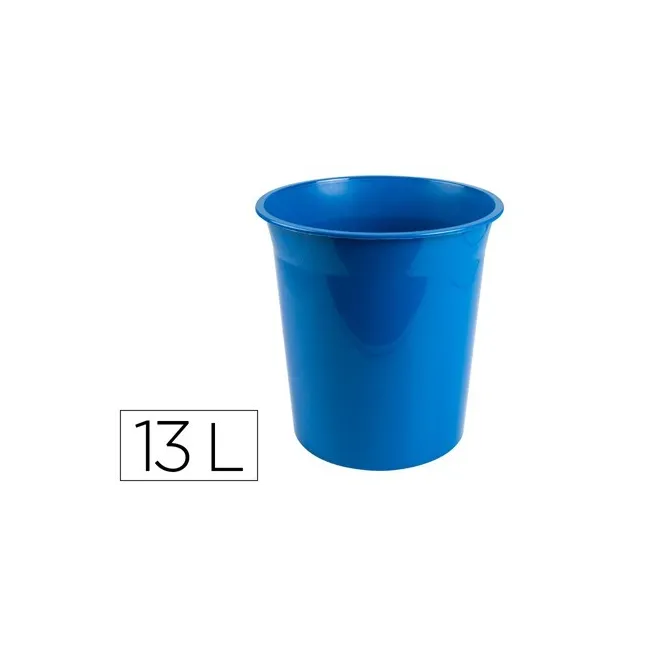 PAPELERA PLASTICO Q-CONNECT AZUL OPACO 13 LITROS