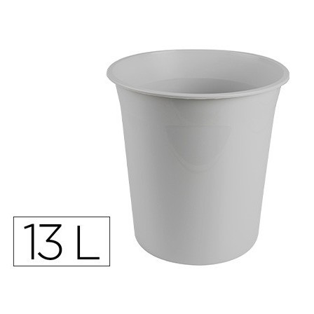 PAPELERA PLASTICO Q-CONNECT GRIS OPACO 13 LITROS