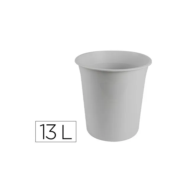 PAPELERA PLASTICO Q-CONNECT GRIS OPACO 13 LITROS