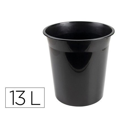 PAPELERA PLASTICO Q-CONNECT NEGRO OPACO 13 LITROS