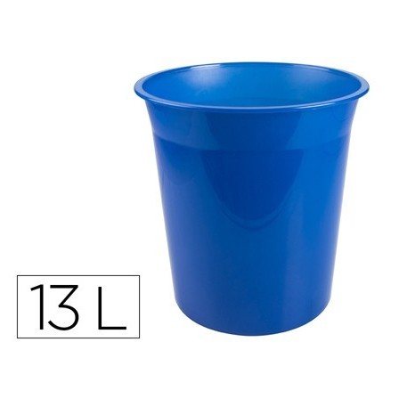 PAPELERA PLASTICO Q-CONNECT AZUL TRANSLUCIDO 13 LITROS