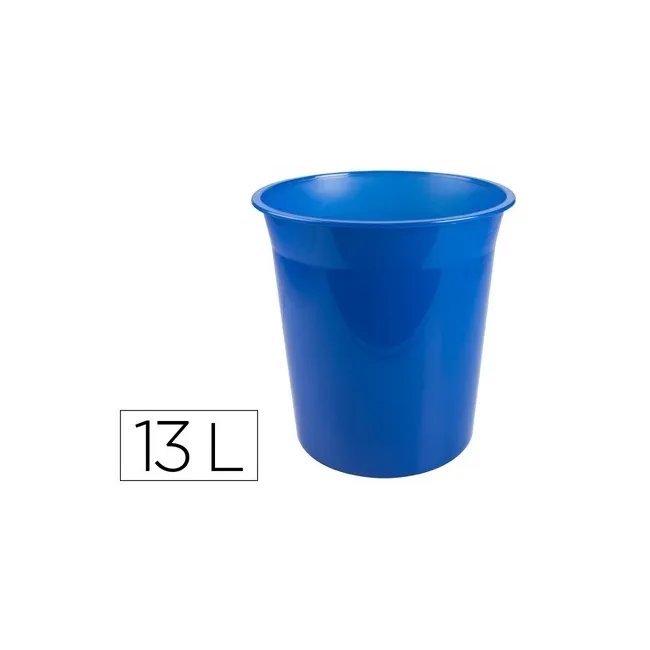 PAPELERA PLASTICO Q-CONNECT AZUL TRANSLUCIDO 13 LITROS