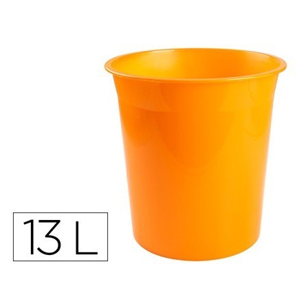 PAPELERA PLASTICO Q-CONNECT NARANJA TRANSLUCIDO 13 LITROS