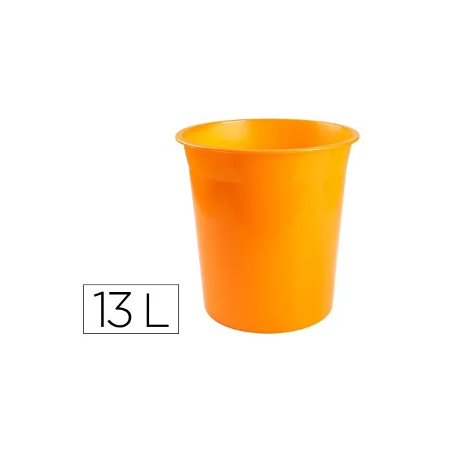 PAPELERA PLASTICO Q-CONNECT NARANJA TRANSLUCIDO 13 LITROS