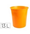 PAPELERA PLASTICO Q-CONNECT NARANJA TRANSLUCIDO 13 LITROS