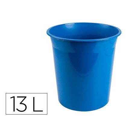 PAPELERA PLASTICO Q-CONNECT AZUL OPACO 13 LITROS DIM. 275X285MM