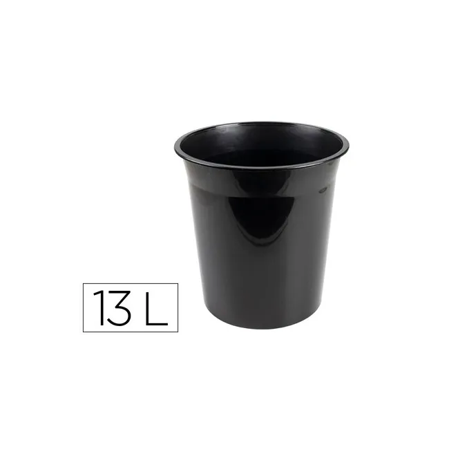 PAPELERA PLASTICO Q-CONNECT NEGRO OPACO 13 LITROS DIM.275X285 MM