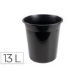 PAPELERA PLASTICO Q-CONNECT NEGRO OPACO 13 LITROS DIM.275X285 MM