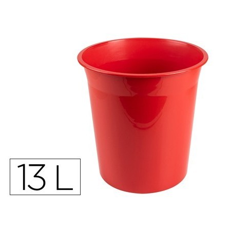 PAPELERA PLASTICO Q-CONNECT ROJO OPACO 13 LITROS