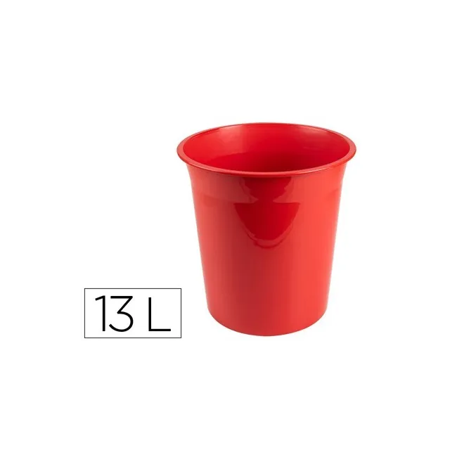 PAPELERA PLASTICO Q-CONNECT ROJO OPACO 13 LITROS