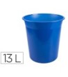 PAPELERA PLASTICO Q-CONNECT AZUL TRANSLUCIDO 13 LITROS DIM. 275X285 MM