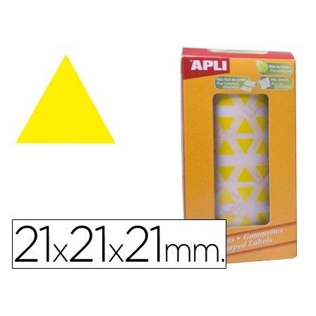 GOMETS AUTOADHESIVOS TRIANGULARES APLI 21X21X21MM AMARILLO EN ROLLO