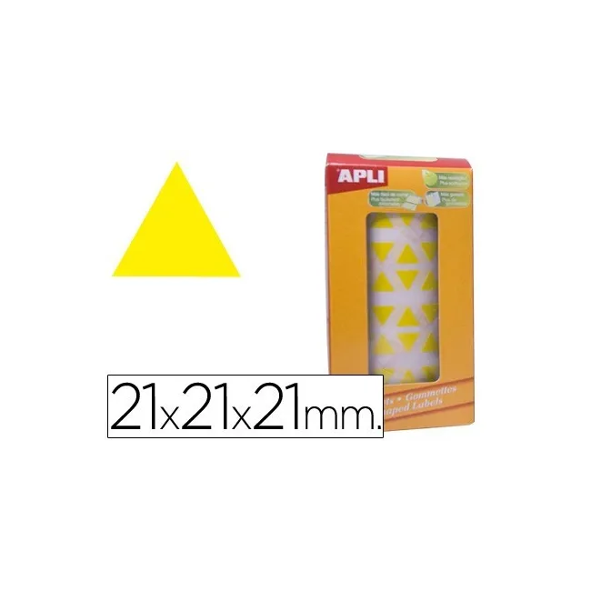 GOMETS AUTOADHESIVOS TRIANGULARES APLI 21X21X21MM AMARILLO EN ROLLO