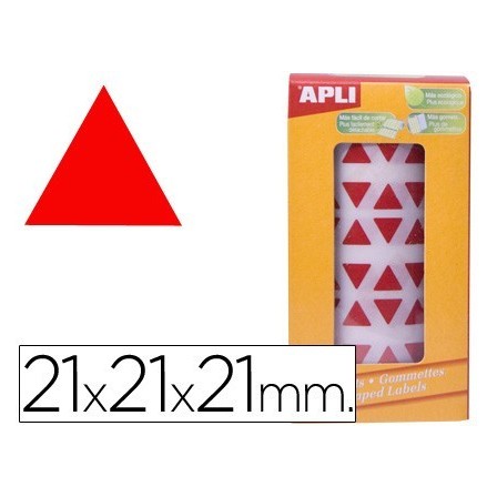 GOMETS AUTOADHESIVOS TRIANGULARES APLI 21X21X21 MM ROJO EN ROLLO
