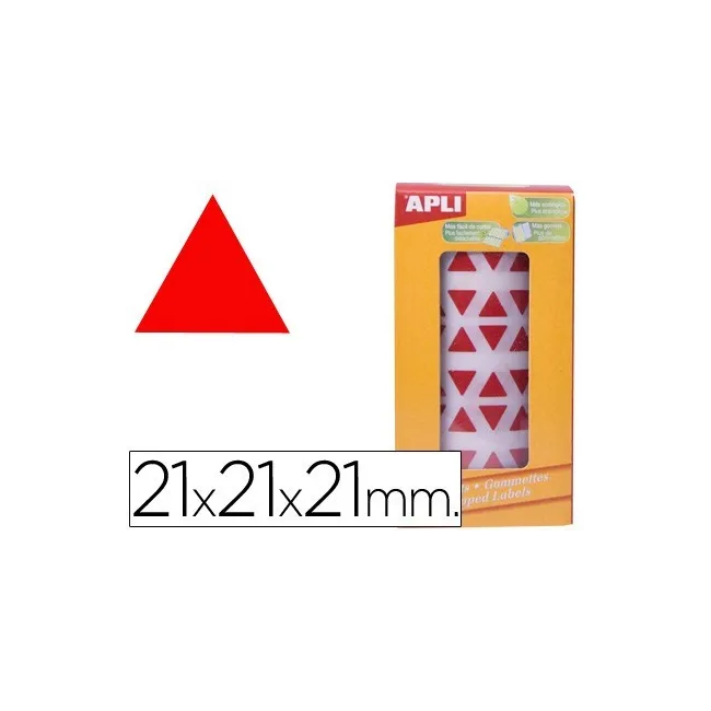GOMETS AUTOADHESIVOS TRIANGULARES APLI 21X21X21 MM ROJO EN ROLLO