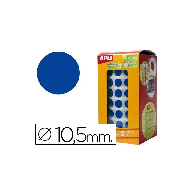 GOMETS AUTOADHESIVOS CIRCULARES 10,5MM AZUL EN ROLLO APLI