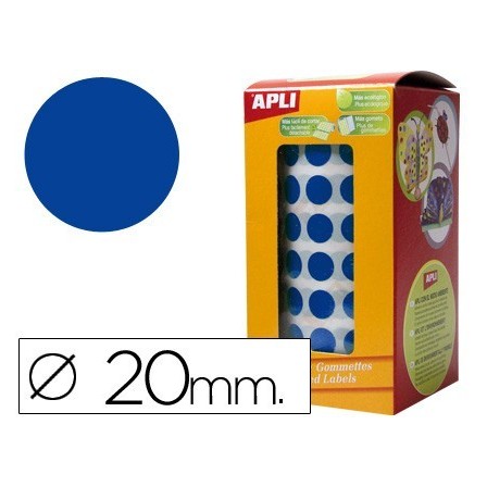 GOMETS AUTOADHESIVOS CIRCULARES 20MM AZUL EN ROLLO APLI