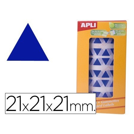 GOMETS AUTOADHESIVOS TRIANGULARES 21X21X21 MM AZUL EN ROLLO APLI