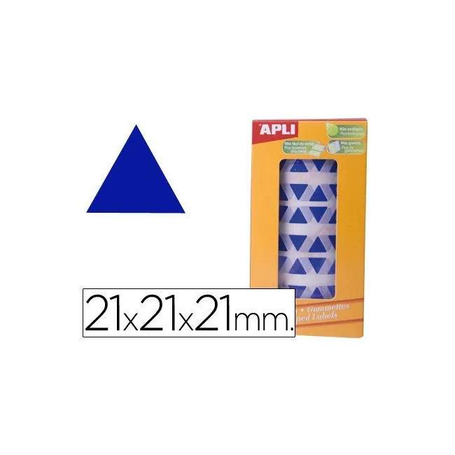 GOMETS AUTOADHESIVOS TRIANGULARES 21X21X21 MM AZUL EN ROLLO APLI