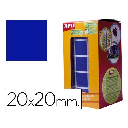 GOMETS AUTOADHESIVOS CUADRADAS 20X20 MM AZUL EN ROLLO APLI