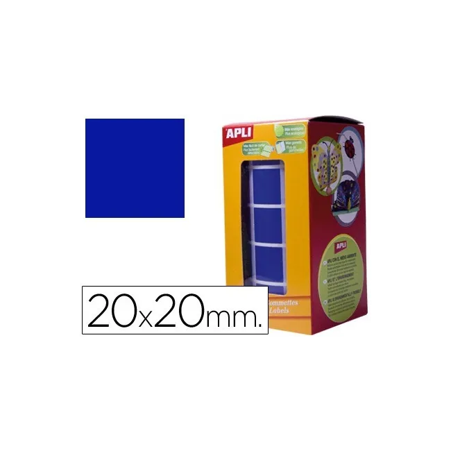 GOMETS AUTOADHESIVOS CUADRADAS 20X20 MM AZUL EN ROLLO APLI