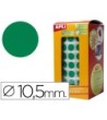 GOMETS AUTOADHESIVOS CIRCULARES 10,5MM VERDE EN ROLLO