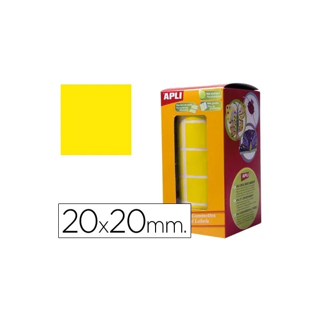 GOMETS AUTOADHESIVOS CUADRADAS 20X20 MM. EN ROLLO. AMARILLO.