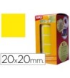GOMETS AUTOADHESIVOS CUADRADAS 20X20 MM. EN ROLLO. AMARILLO.