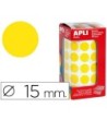 GOMETS AUTOADHESIVOS CIRCULARES 15 MM AMARILLO EN ROLLO CON 2832 UN...