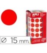 GOMETS AUTOADHESIVOS CIRCULARES 15 MM ROJO EN ROLLO CON 2832 UNIDADES