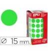 GOMETS AUTOADHESIVOS CIRCULARES 15 MM VERDE EN ROLLO CON 2832 UNIDADES