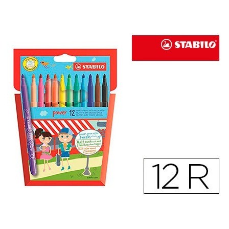 ROTULADOR STABILO POWER CAJA DE 12 COLORES