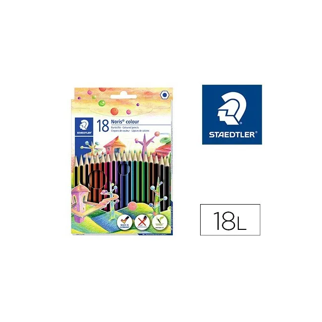 LAPICES DE COLORES STAEDTLER WOPEX ECOLOGICO 18 COLORES EN CAJA DE ...